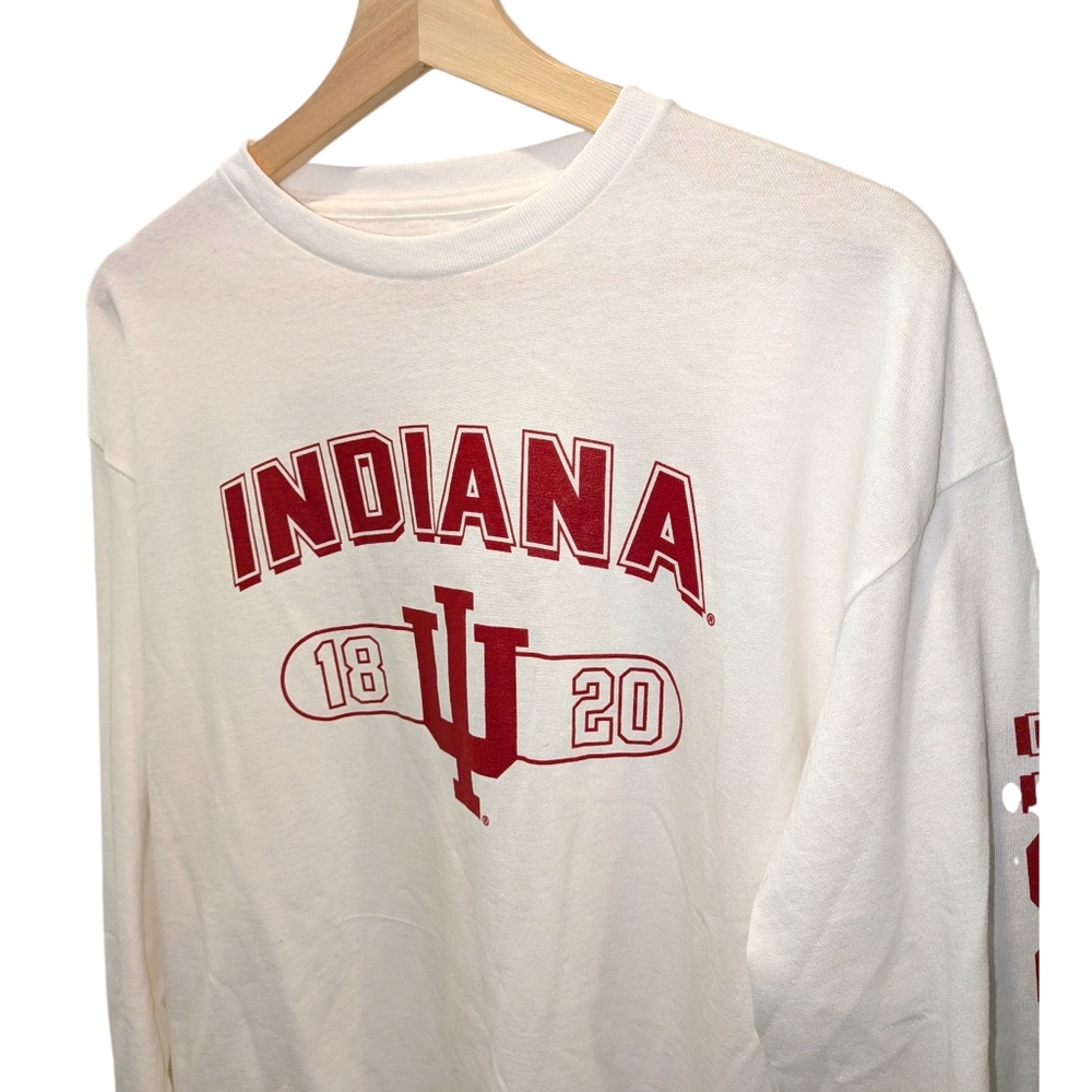 Indiana University Hoosiers Long Sleeve T-Shirt White Hoosiers NWT College NCAA